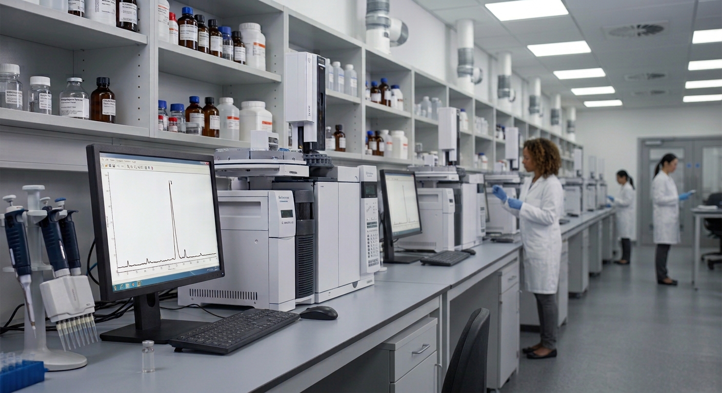 GC-FID chromatography section in the Fatty Acid Labs laboratory